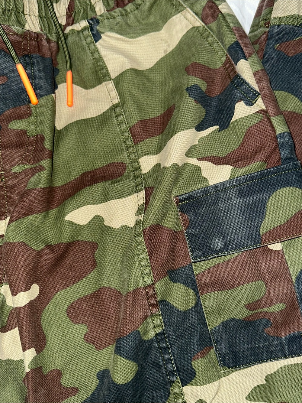 adidas Ivy Park Camo Cargo Pants with Orange Trim - Picture 13 of 16